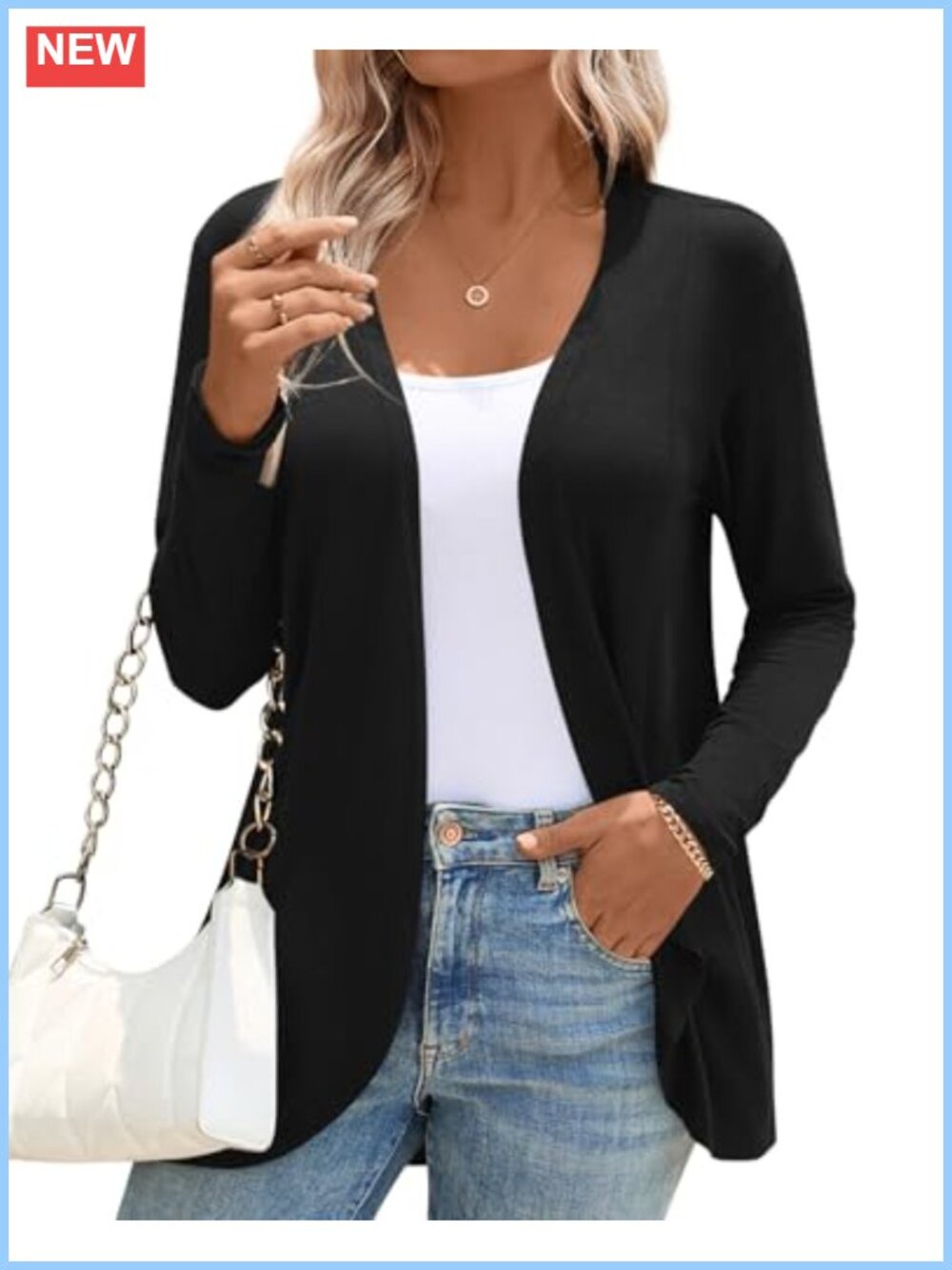 Womens Rayon Spandex Open Front Long Sleeve Draped Cardigan